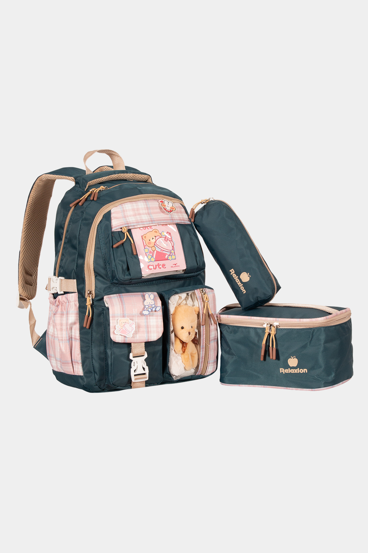 1395 Beslenmeli İlkokul Sırt Çantası Takımı RENK: Petrol Pembe resmi