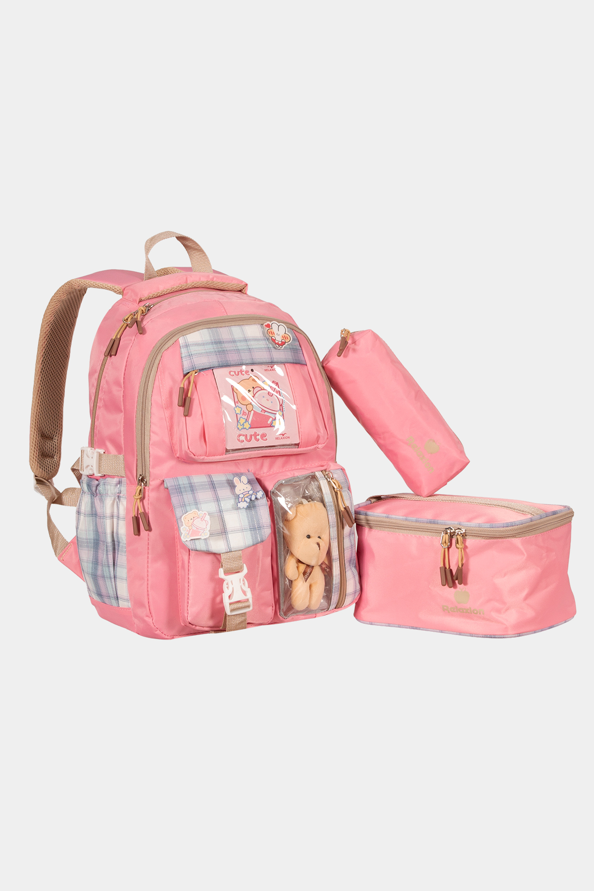 1395 Beslenmeli İlkokul Sırt Çantası Takımı RENK: Fuşya Mavi resmi