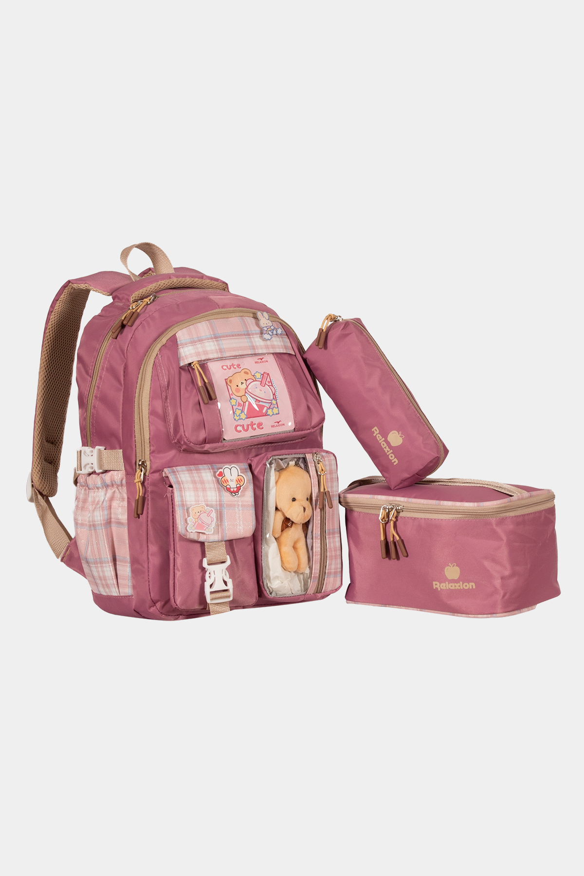 1395 Beslenmeli İlkokul Sırt Çantası Takımı RENK: Eflatun Pembe resmi