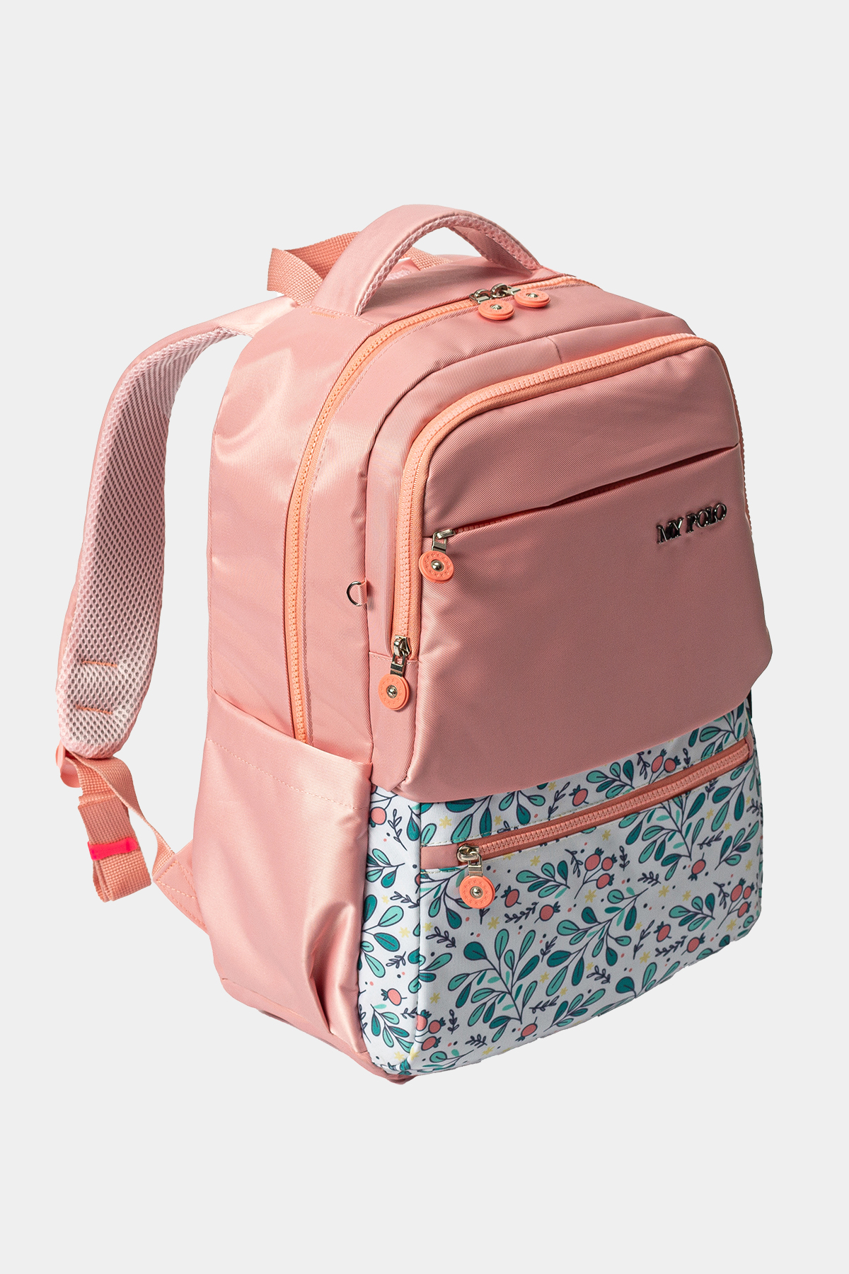 2085 Günlük & Okul Sırt Çantası RENK: PEMBE/YEŞİL YAPRAKLI resmi