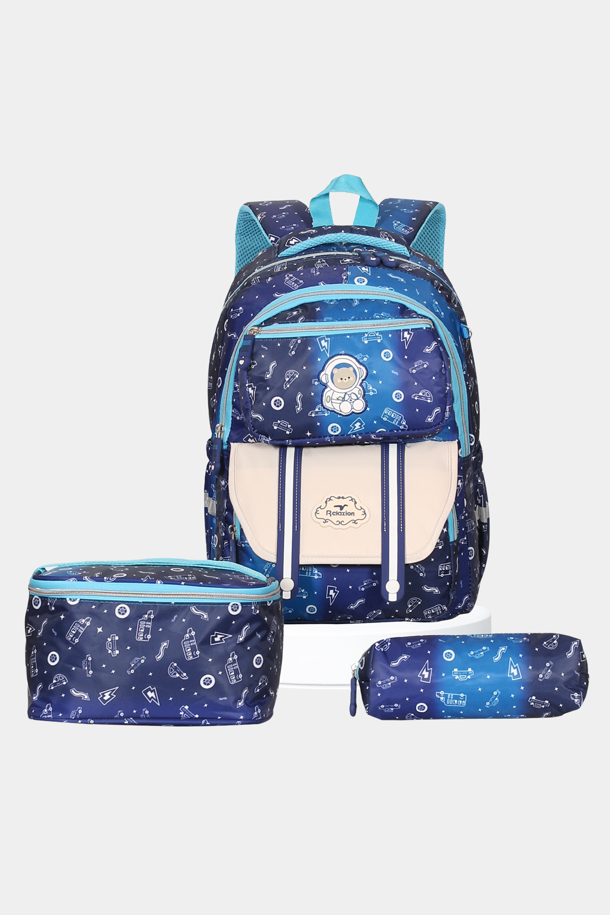 1380 Üçlü Set İlkokul Sırt Çantası Takımı RENK: MAVİ TURKUAZ  resmi