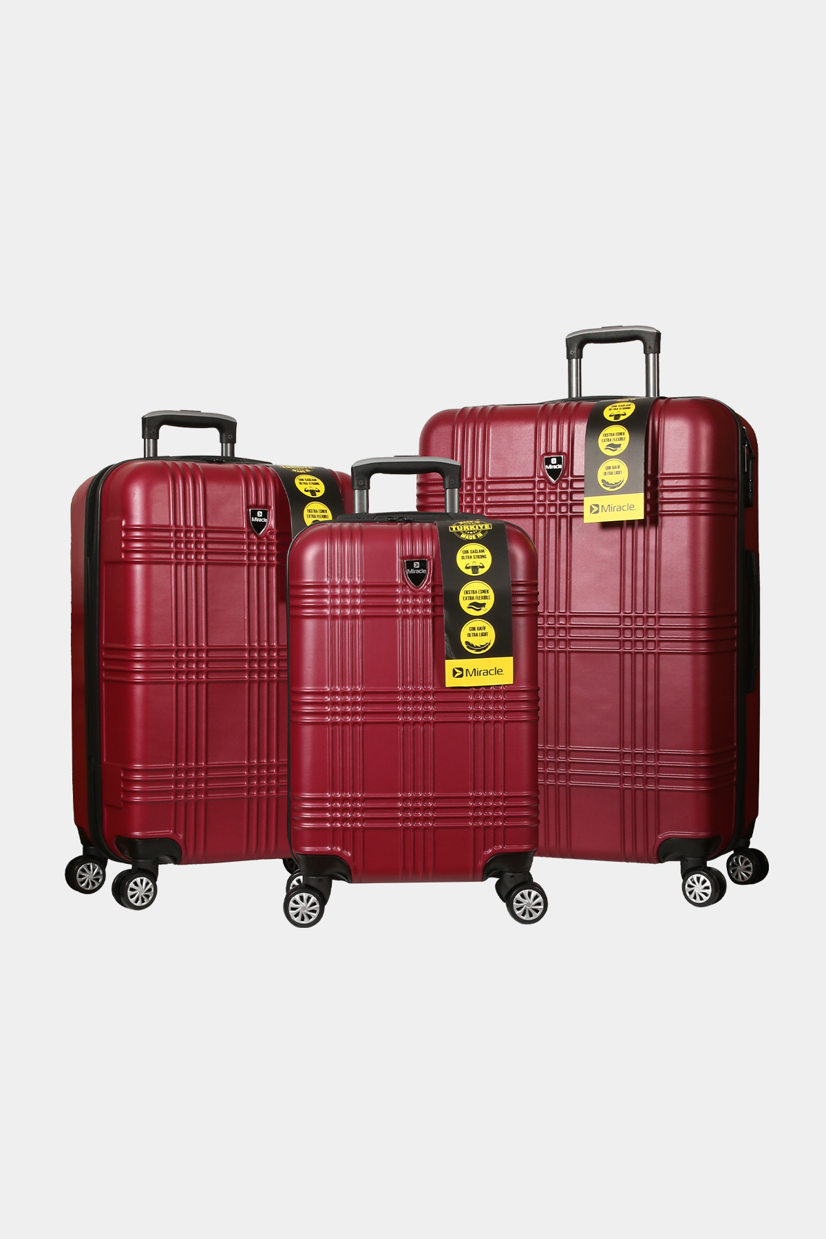 605 Miracle ABS Valiz Seti RENK: Bordo resmi