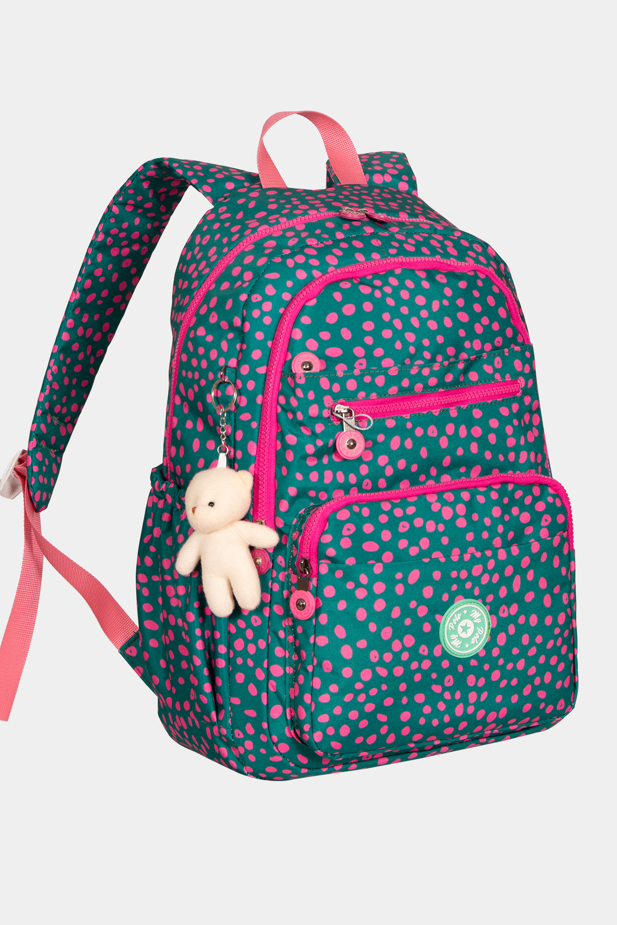 8605 Günlük & Okul Sırt Çantası RENK: YEŞİL FUŞYA BENEKLİ resmi