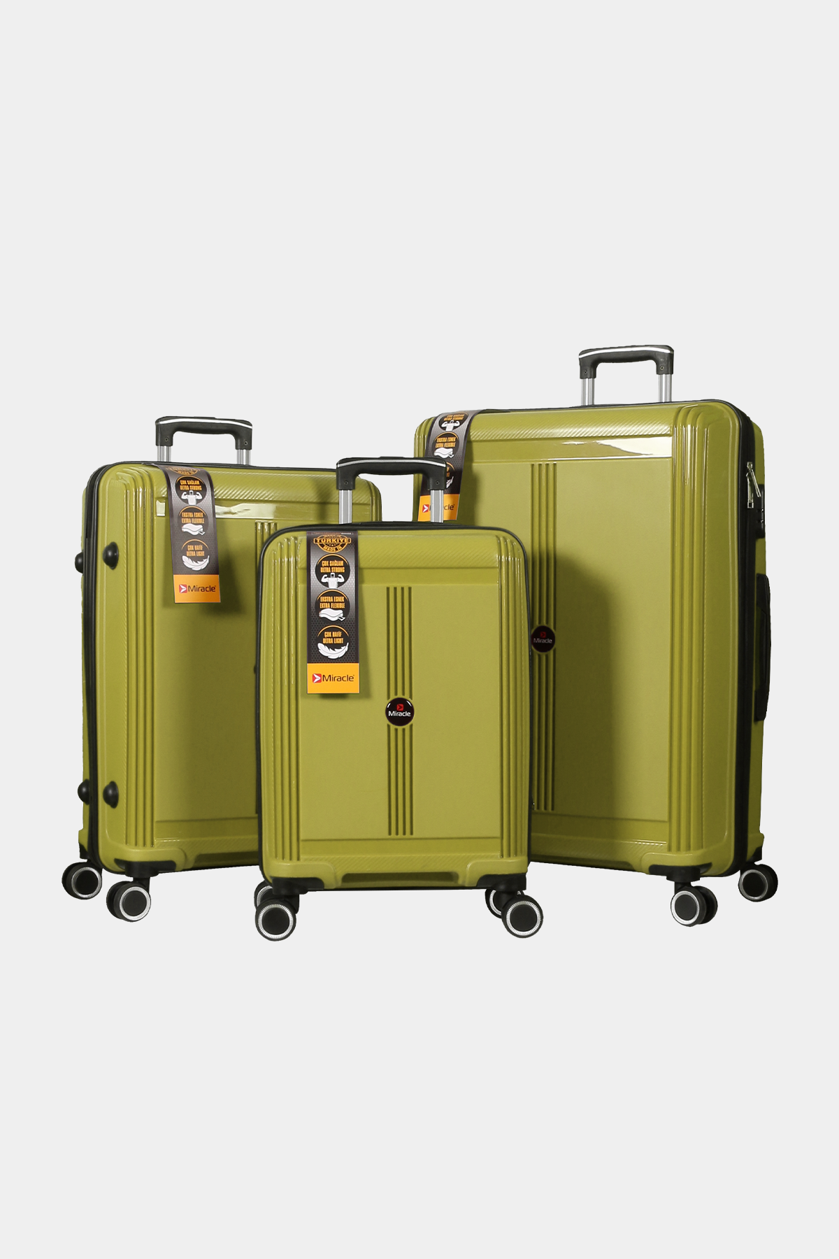 1019 Miracle PP Valiz Seti RENK: F.Yeşili resmi