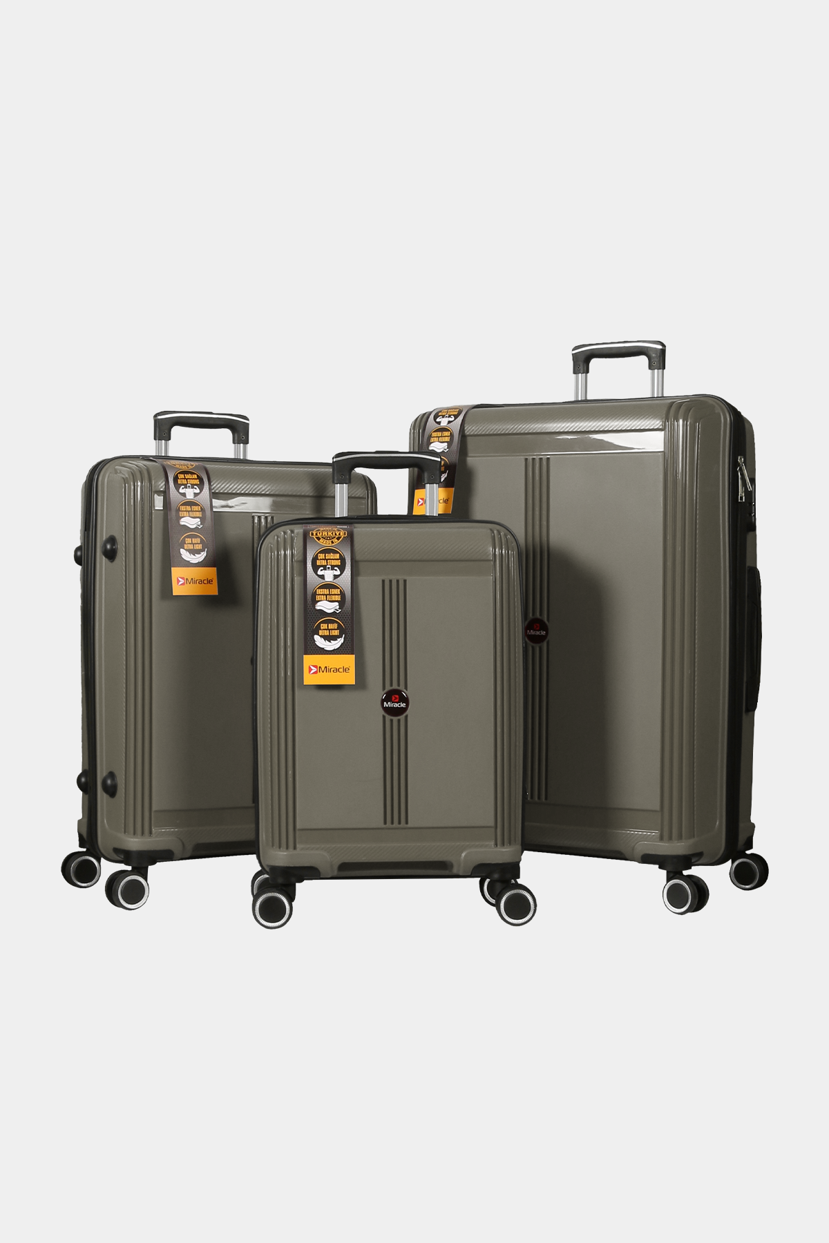 1019 Miracle PP Valiz Seti RENK: Füme resmi