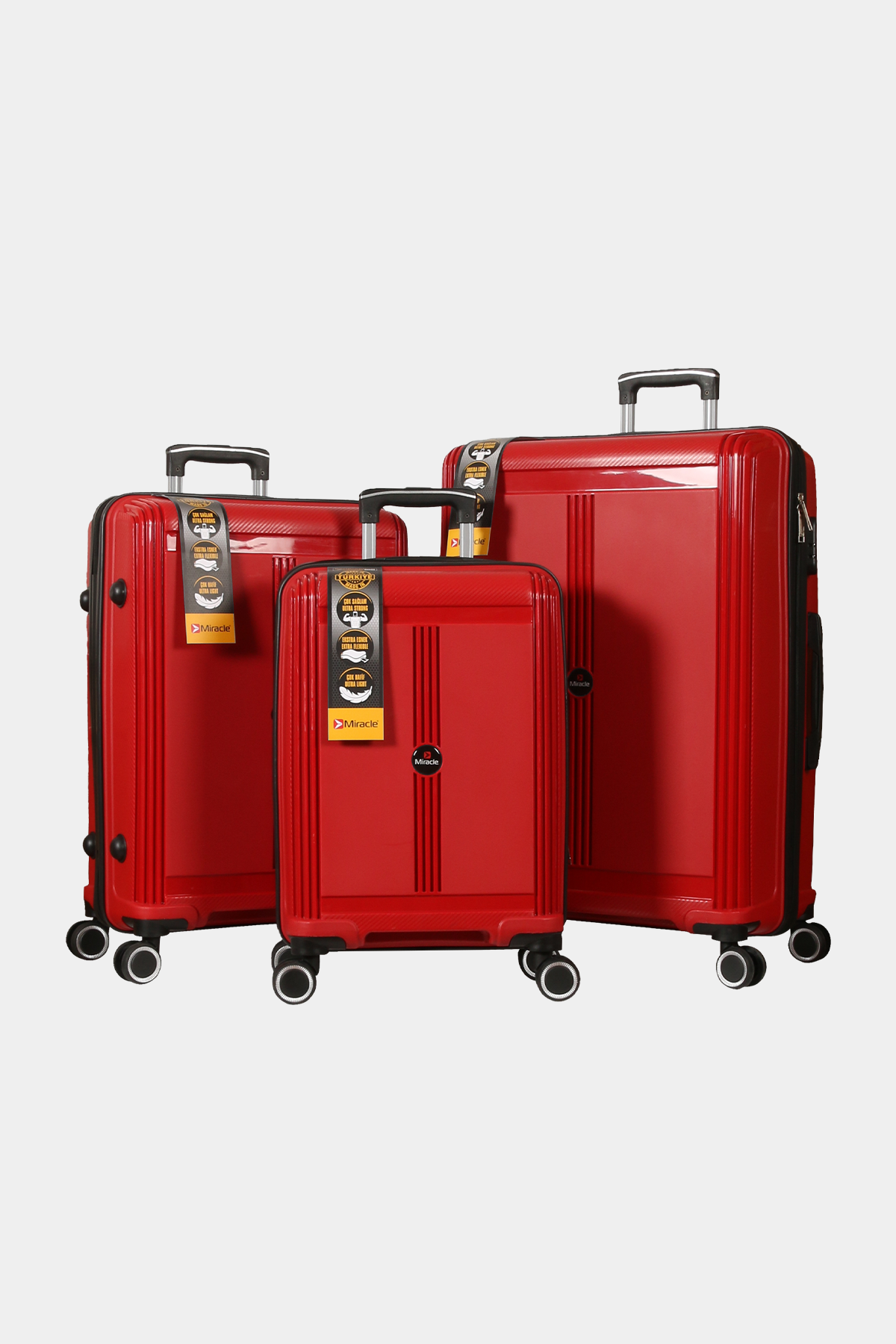 1019 Miracle PP Valiz Seti RENK: Kırmızı resmi