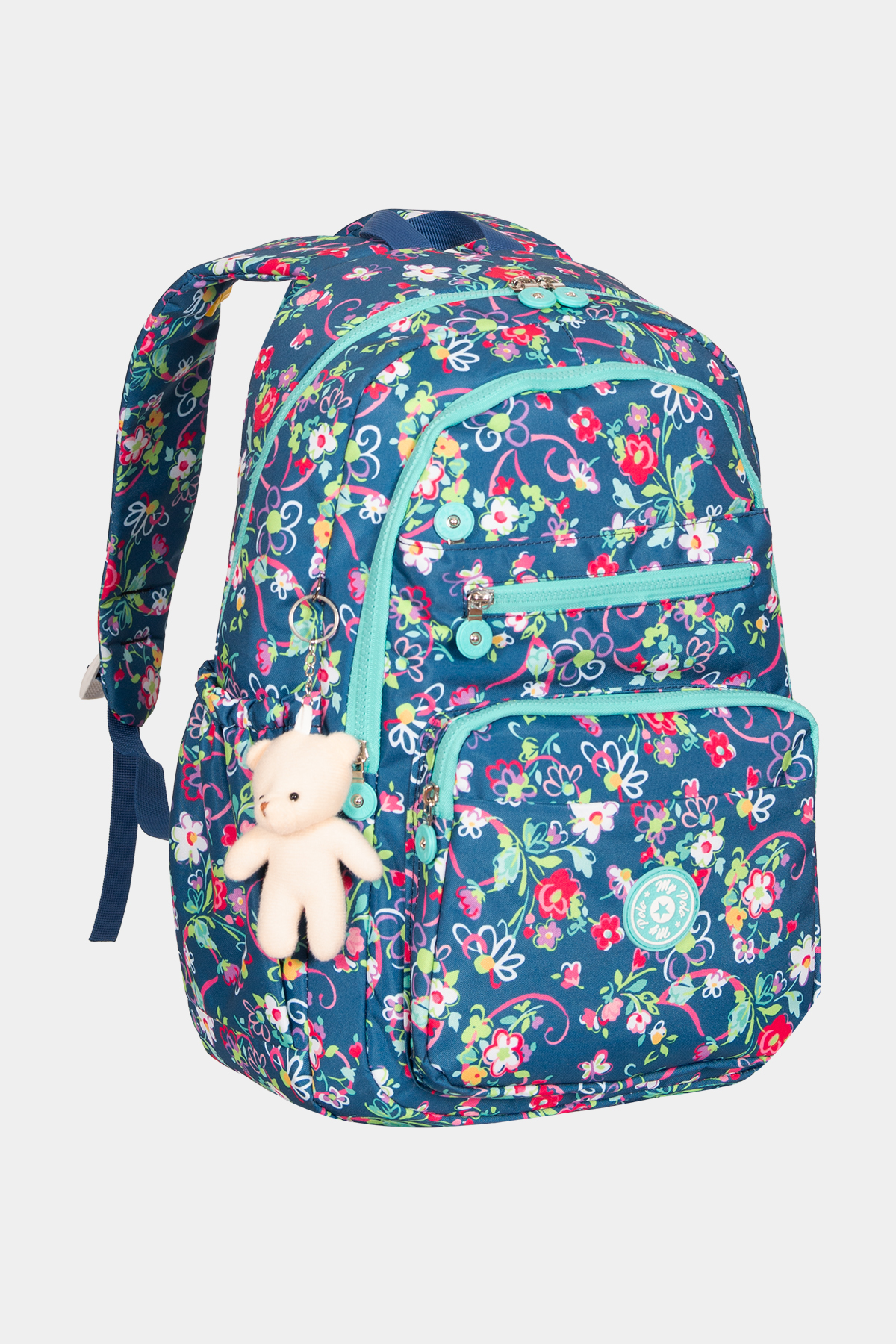 8605 Günlük & Okul Sırt Çantası RENK: LACİVERT ÇİÇEK BUKETLİ resmi