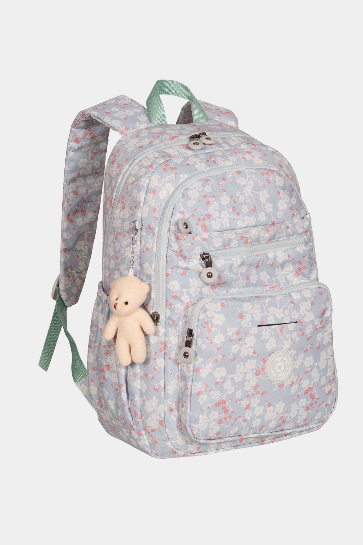 8605 Günlük & Okul Sırt Çantası RENK: GRİ BEYAZ ÇİÇEKLİ resmi
