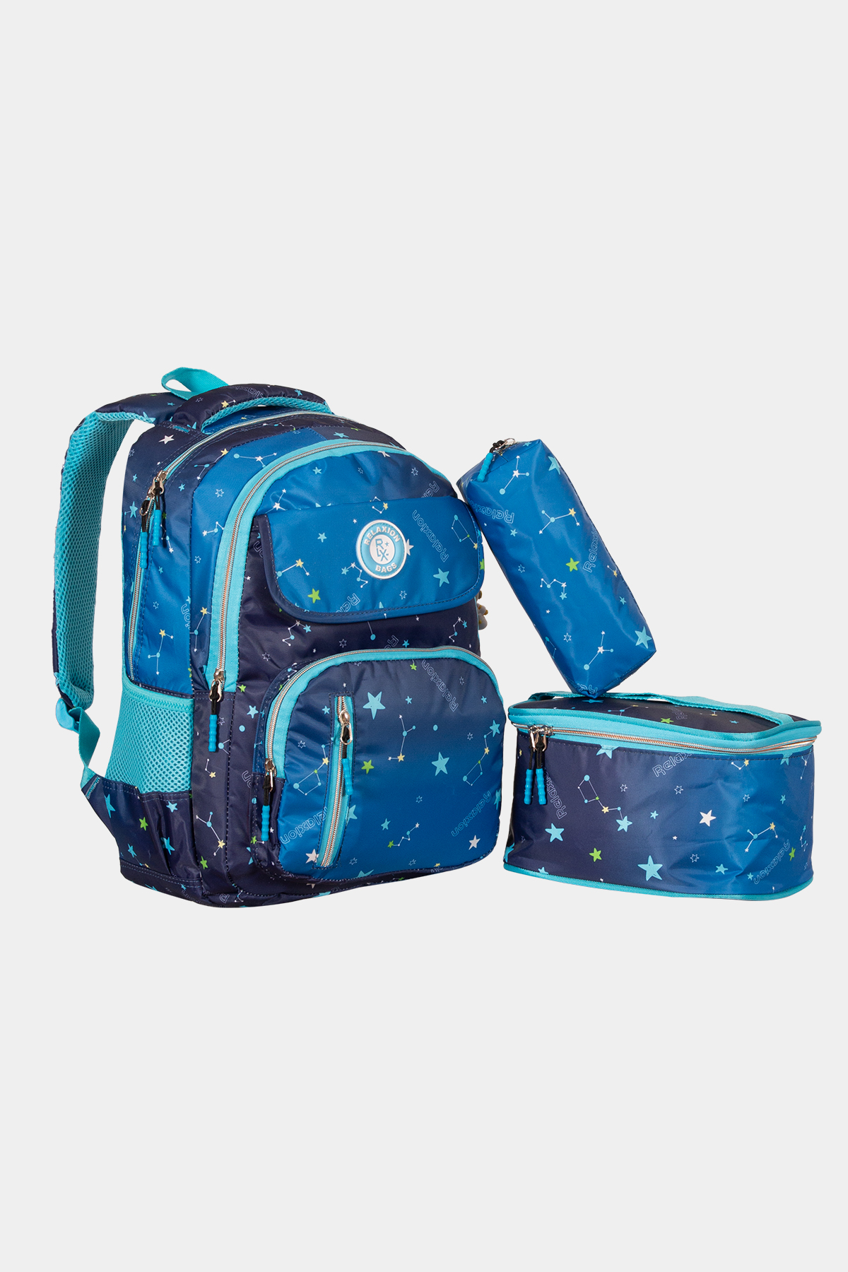 1390 Üçlü Set İlkokul Sırt Çantası Takımı RENK: LACİVERT MAVİ resmi