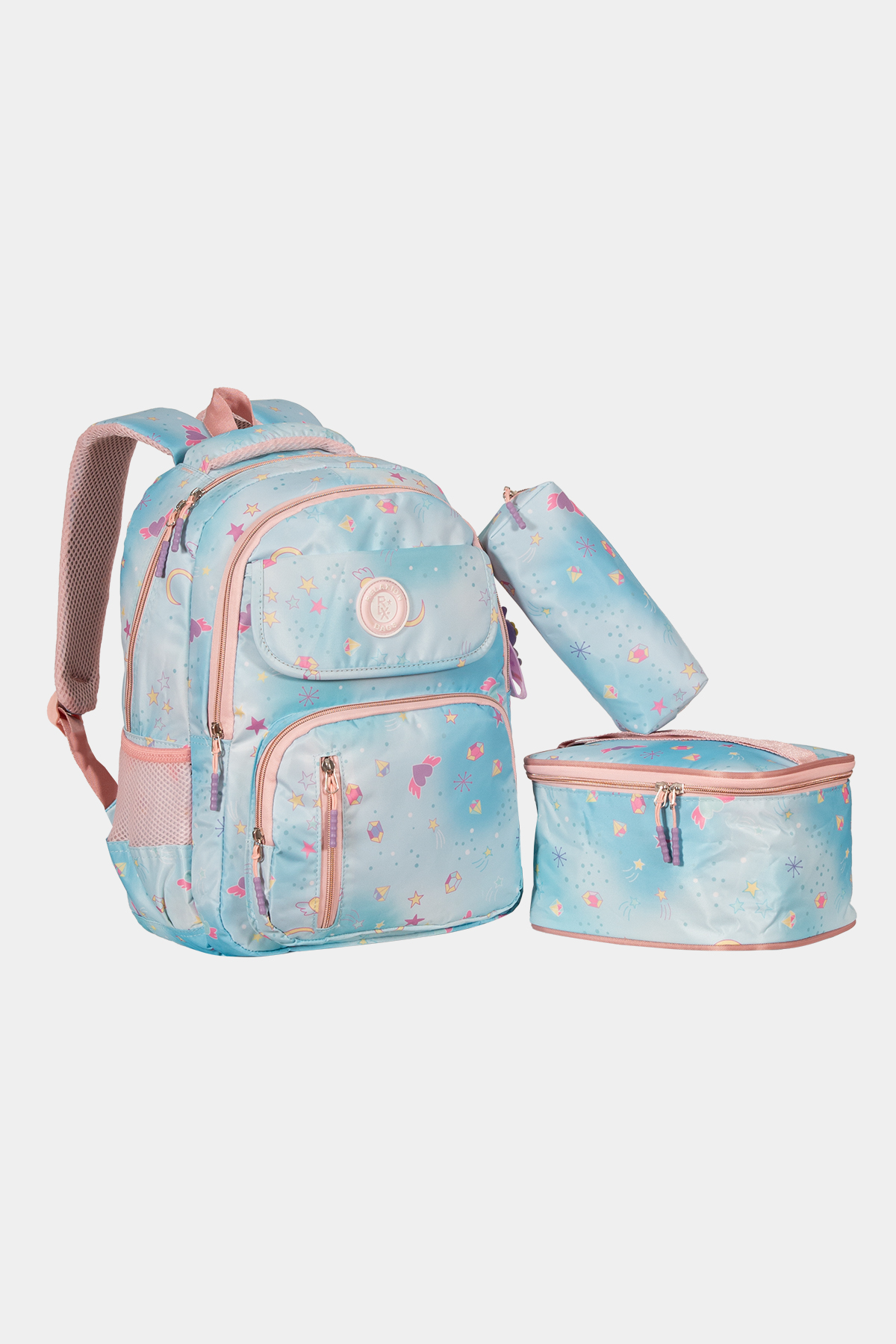 1390 Üçlü Set İlkokul Sırt Çantası Takımı RENK: PEMBE MAVİ resmi