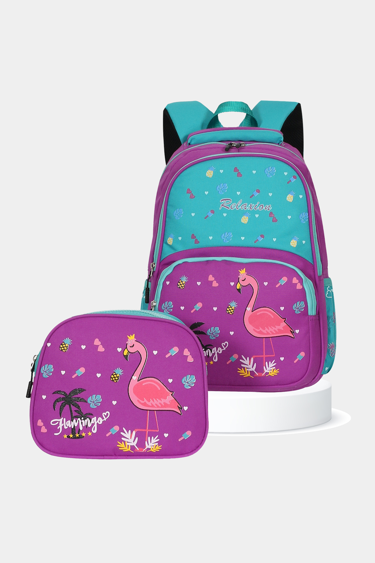 1340 Beslenmeli İlkokul Sırt Çantası Takımı DESEN: FLAMINGO resmi