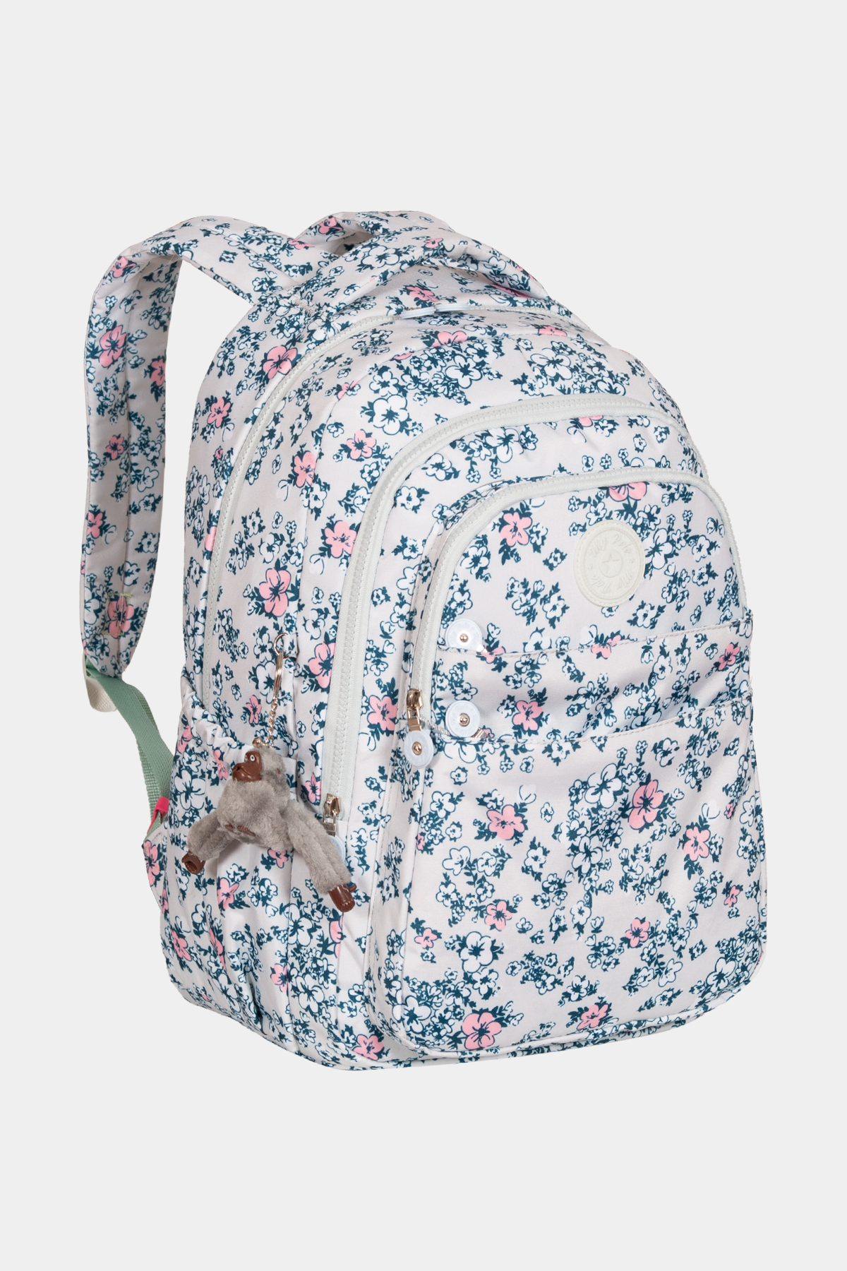 8610 Günlük & Okul Sırt Çantası RENK: BEYAZ PEMBE ÇİÇEKLİ resmi