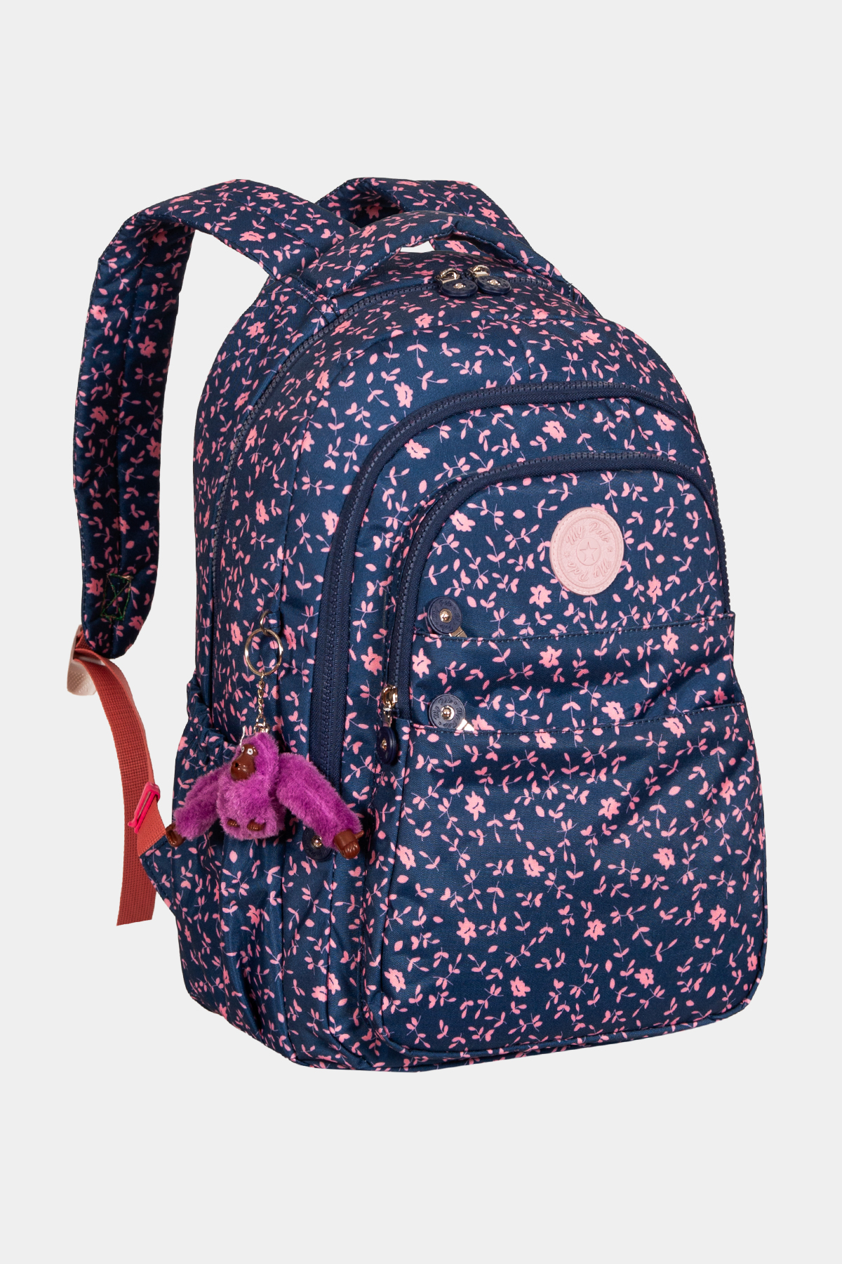 8610 Günlük & Okul Sırt Çantası RENK: LACİVERT PUDRA YAPRAKLI resmi