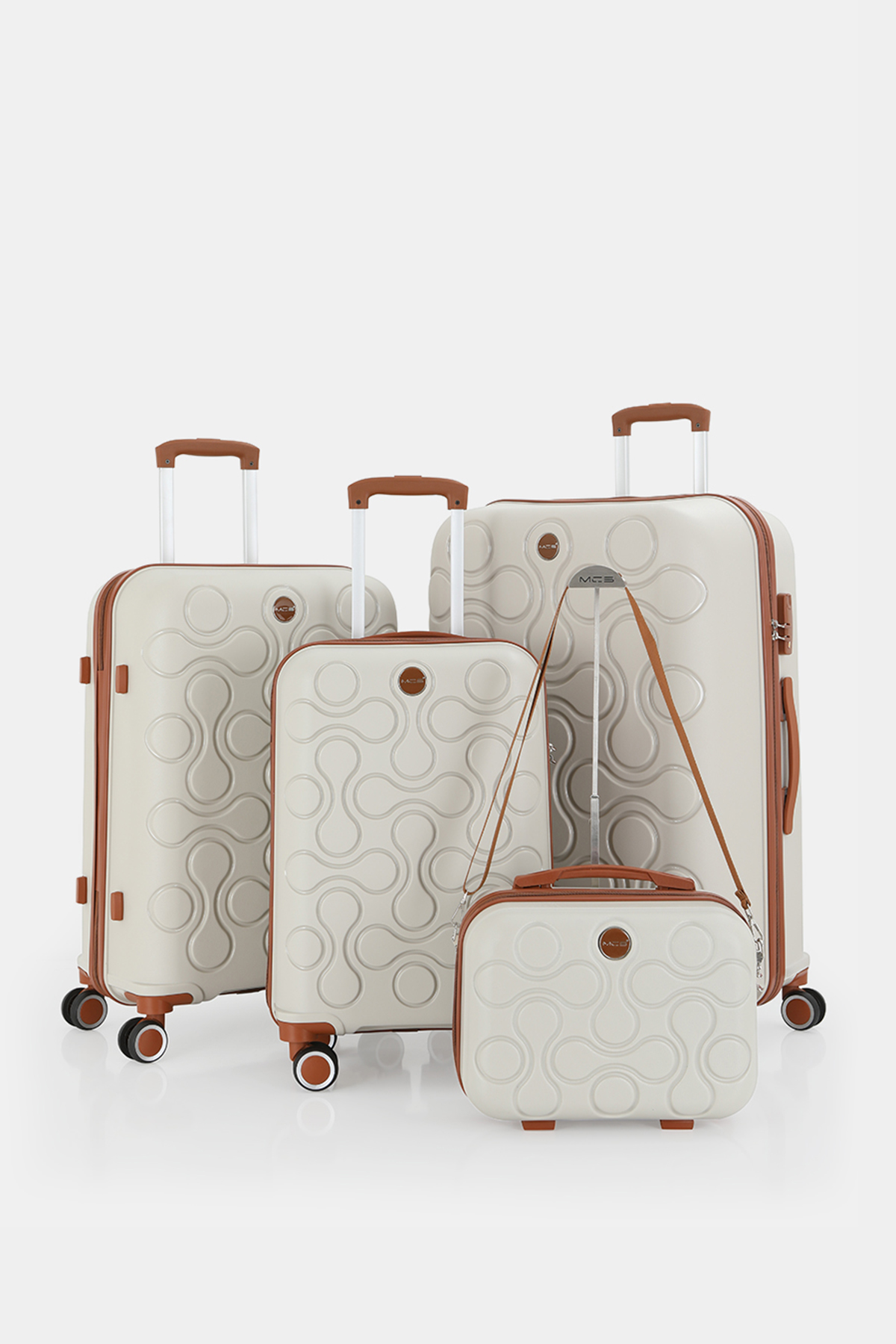 376 Polipropilen 4'lü Valiz Seti  RENK: Kemik Kahve resmi