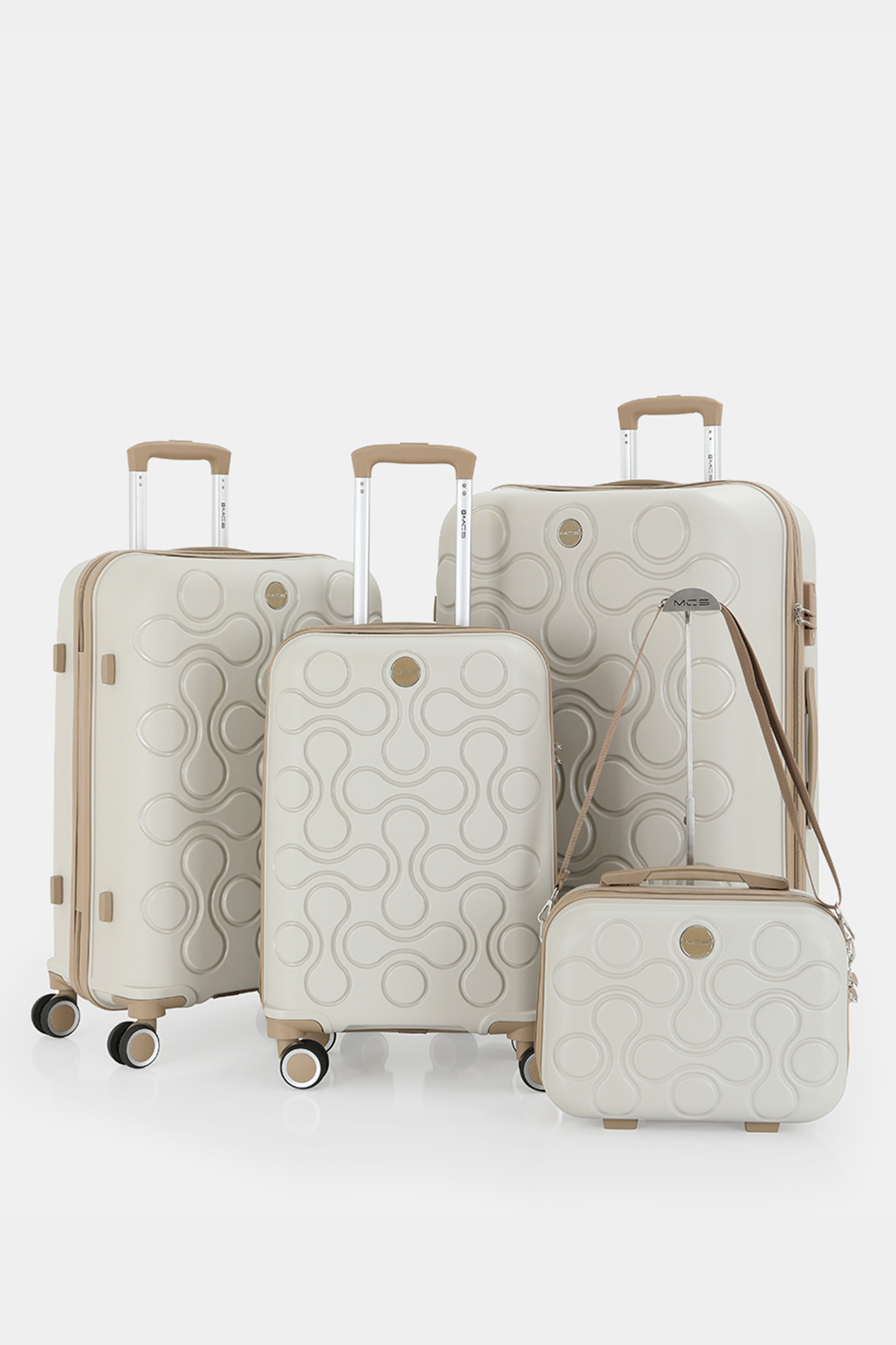 376 Polipropilen 4'lü Valiz Seti  RENK: Kemik Şampanya resmi