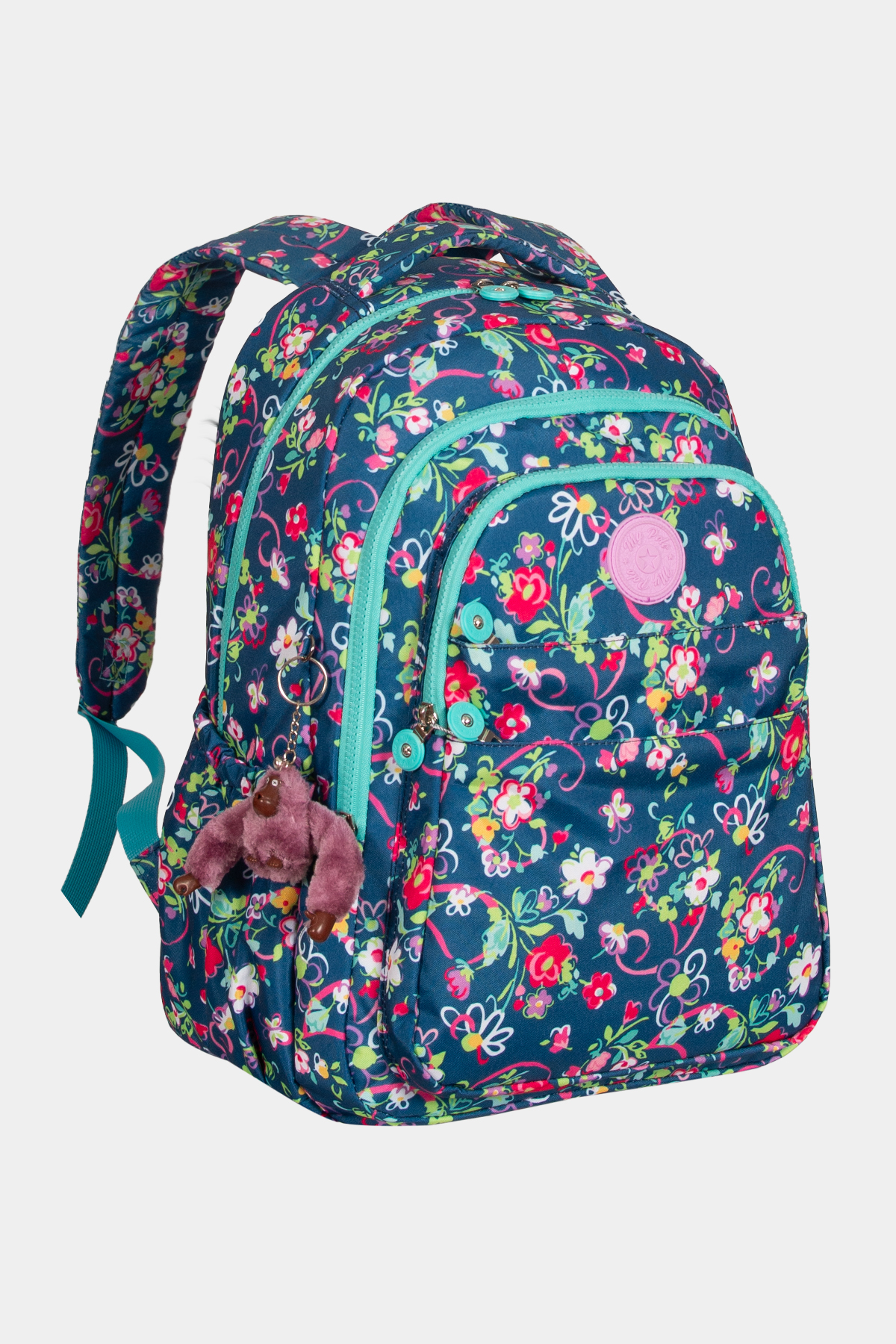 8610 Günlük & Okul Sırt Çantası RENK: LACİVERT ÇİÇEK BUKETLİ resmi